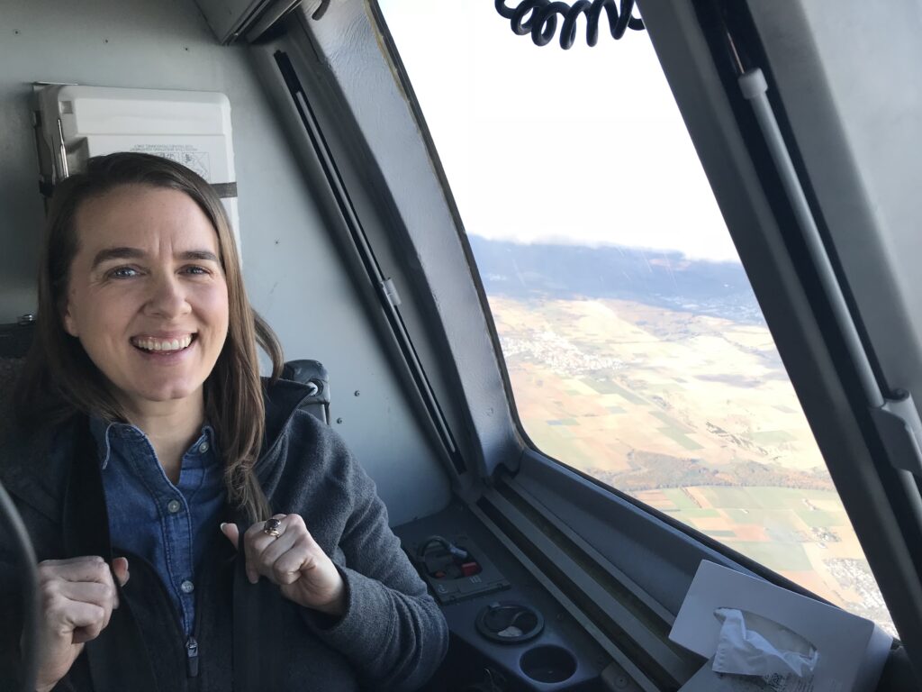 Registrar Megan Smith on a plane as courier for an outgoing loan